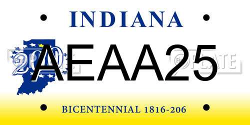 AEAA25 Indiana License Plate