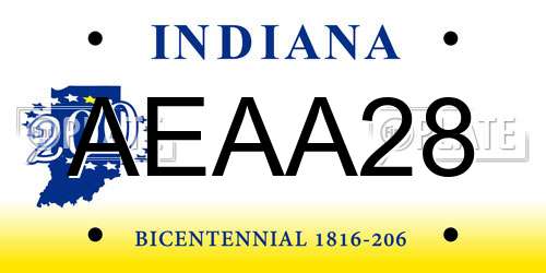 AEAA28 Indiana License Plate