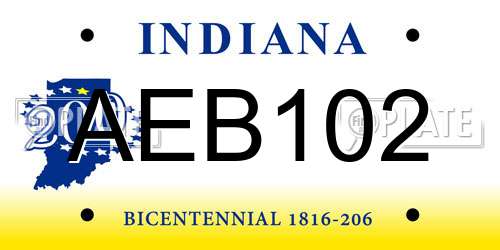 AEB102 Indiana License Plate
