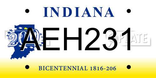 AEH231 Indiana License Plate