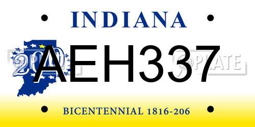 AEH337 Indiana License Plate