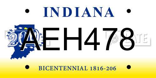 AEH478 Indiana License Plate