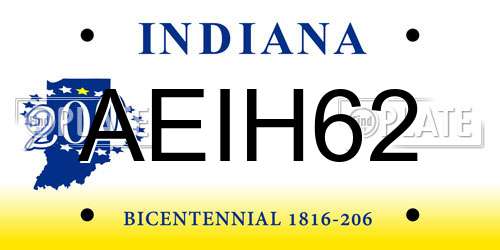 AEIH62 Indiana License Plate