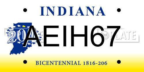 AEIH67 Indiana License Plate