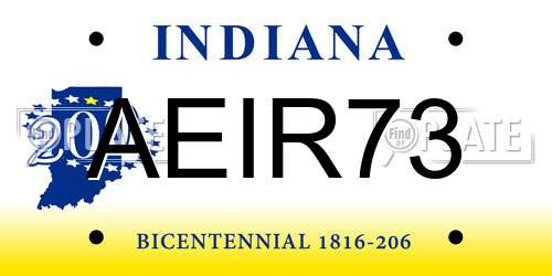 AEIR73 Indiana License Plate
