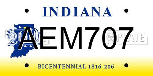 AEM707 Indiana License Plate