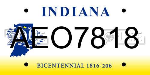 AEO7818 Indiana License Plate