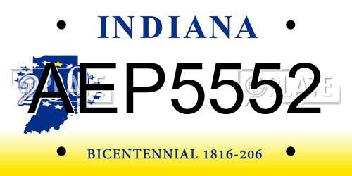 AEP5552 Indiana License Plate