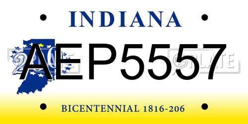AEP5557 Indiana License Plate