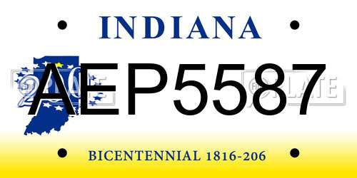AEP5587 Indiana License Plate