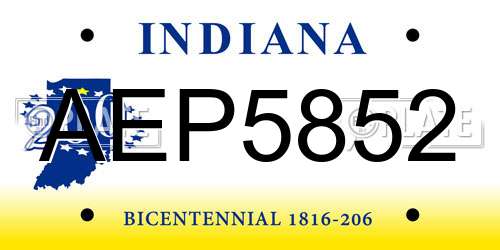 AEP5852 Indiana License Plate