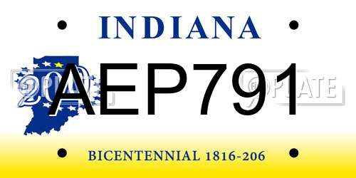 AEP791 Indiana License Plate