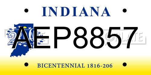 AEP8857 Indiana License Plate