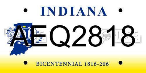 AEQ2818 Indiana License Plate