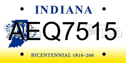 AEQ7515 Indiana License Plate