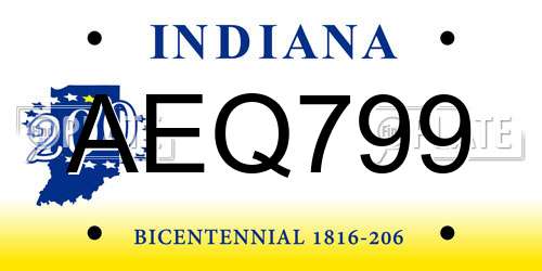 AEQ799 Indiana License Plate