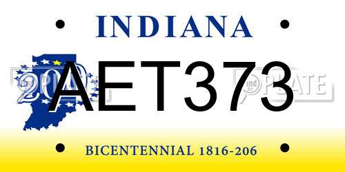 AET373 Indiana License Plate