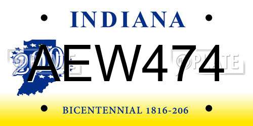 AEW474 Indiana License Plate