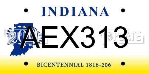 AEX313 Indiana License Plate