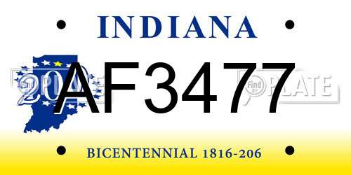AF3477 Indiana License Plate