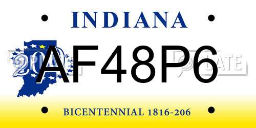 AF48P6 Indiana License Plate