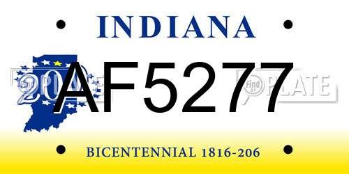 AF5277 Indiana License Plate