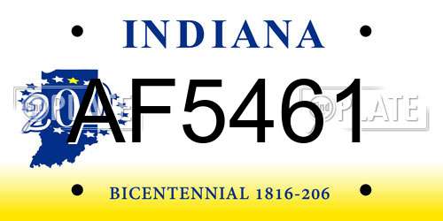 AF5461 Indiana License Plate