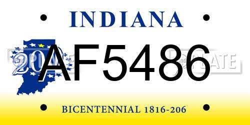 AF5486 Indiana License Plate