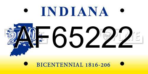 AF65222 Indiana License Plate