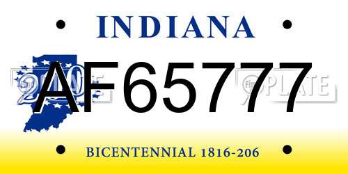 AF65777 Indiana License Plate