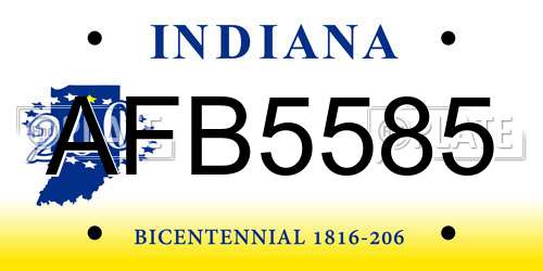 AFB5585 Indiana License Plate