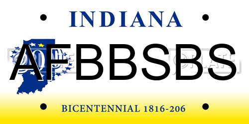 AFBBSBS Indiana License Plate