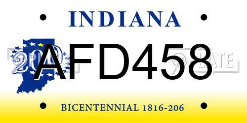 AFD458 Indiana License Plate