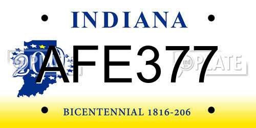 AFE377 Indiana License Plate