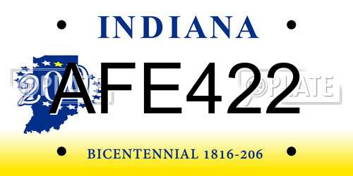AFE422 Indiana License Plate