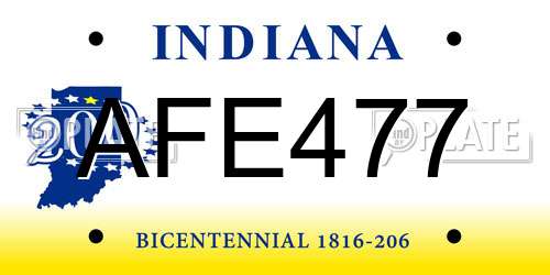 AFE477 Indiana License Plate