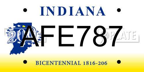 AFE787 Indiana License Plate