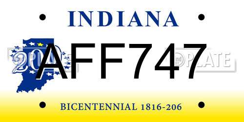 AFF747 Indiana License Plate