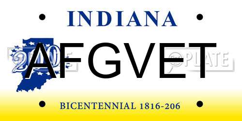 AFGVET Indiana License Plate