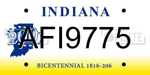 AFI9775 Indiana License Plate