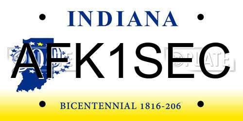 AFK1SEC Indiana License Plate