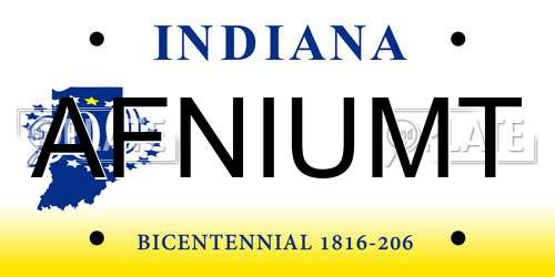 AFNIUMT Indiana License Plate