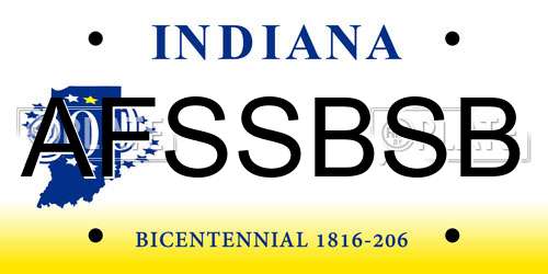 AFSSBSB Indiana License Plate