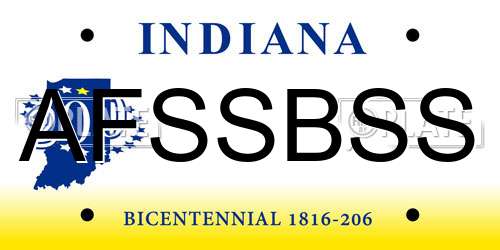 AFSSBSS Indiana License Plate