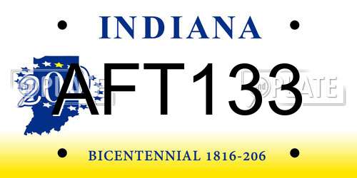 AFT133 Indiana License Plate