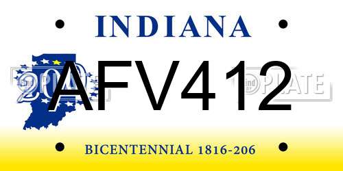 AFV412 Indiana License Plate