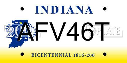 AFV46T Indiana License Plate