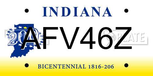 AFV46Z Indiana License Plate
