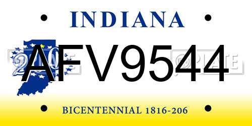 AFV9544 Indiana License Plate