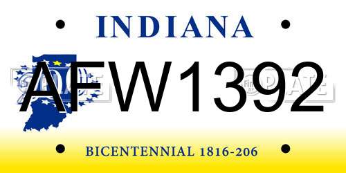 AFW1392 Indiana License Plate
